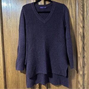 Prana Women's V-Neck High Low Pullover Tunic Sweater Plum Sz M